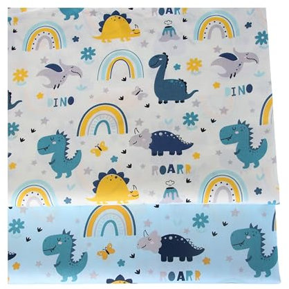 FUYA Baumwollstoff, 160 cm x 100 cm, Regenbogen-Dinosaurier-Baumwollstoff, Patchwork-Stoff, handgefertigt, DIY, Quilten, Nähen, Baby- und Kinderlaken, Kleidmaterial