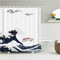Duschvorhang Anti-Schimmel 200x160cm Surf-Koi Duschvorhäng Waschbar Textil Bad Vorhang,3D Shower Curtains Polyester Antibakteriell Stoff,Badewanne Duschvorhang mit 12 Duschvorhängeringen
