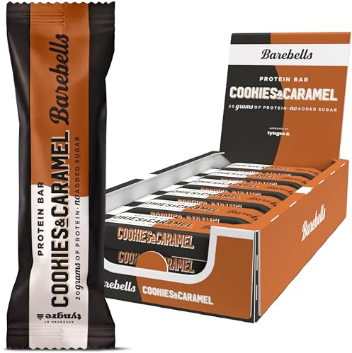 Barebells - Barritas Proteína - 20g Protein x Bar - Baja en azúcar - Baja en Calorías - Sin Aceite de Palma - Cookies & Caramel (12 Barritas x 55g)