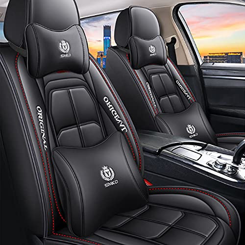 maiqiken Autositzbezug Für Nissan Qashqai J10 J11 2006-2025 Komplettset 5-Sitze Autositzbezüge Allwettereinsatz Auto PU Ledersitzbezug Vorne und Hinten, Deluxe - Schwarz