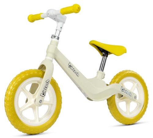 H.yeed 12 Balance Bike for Kids, Lightweight No Pedal Walking Balance Bike with Nylon Frame and Flat-Free Tires, Adjustable Training Bike for Age 2-to 5 (Yellow)
