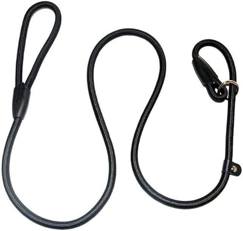 Durable Slip Lead for Dogs – 6ft Rope Leash, 12mm Thick, Adjustable & Anti-Choke Design for Small, Medium & Large Dogs – Available in Black, Green, Blue & Red (Black)