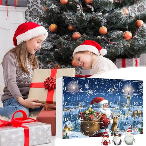 Xmas Gifts 2024 Weihnachtswichtel Adventskalender mit Sammlerstück Wichtel Plüschpuppe 24 Tage Weihnachten Adventskalender für Erwachsene und Kinder