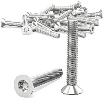 ORTAVA 20 Stück Senkkopfschrauben M4 x 25 mm, M4 Senkkopfschrauben Torx Edelstahl 304, Senkkopfschraube mit Innensechsrund/Torx (ISR/TX) nach Norm ISO 14581 / DIN 965, für Maschinen, Geräte und Möbel