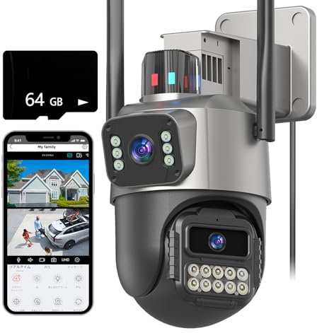 GUOANVISION 4K Security Camera Outdoor, WiFi CCTV Camera,Dual Lens PTZ Outside Cameras for Home Security, IP66 Waterproof, AI Tracking, Light Alarm, 2-Way Talk, 24/7 Record,SD/Cloud