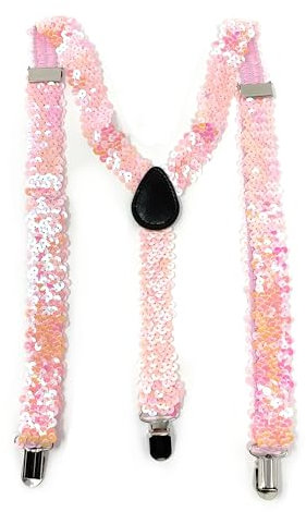 Cadoline Hellrosa Herren-Hosenträger aus Polyester mit Pailletten, 100 x 2,5 cm