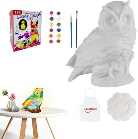 Paint Your Own Owl Lamp Kit | Handmade Paint Owl Sets for Kids | Owl Night Light Painting kit | Owl Art and Craft Night Light Decorations for Ages 4+, Kids, Boys and Girls
