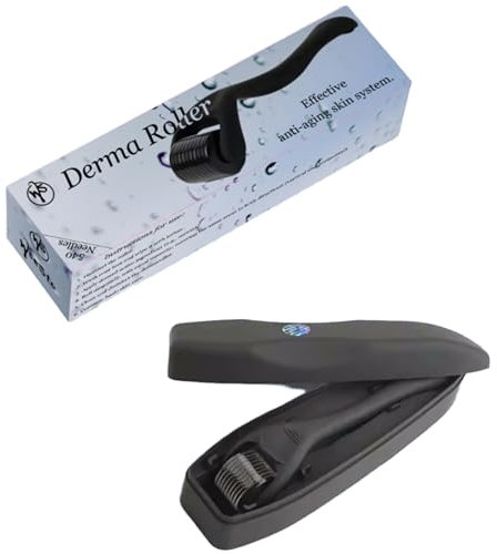 WseSto Derma Roller 540 Titan Mikronadel Anti Aging Massage | 0,3-1,5 mm | 4 Farben | Hautverjüngung Zellstoffwechsel Anti-Falten Gesicht Hals Körper Kopfhaut Haarpflege (Schwarz_matt, 0,3)