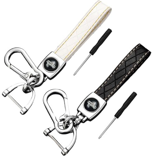 SSKHE 2 Pièces de Porte-clés de Voiture en Cuir pour Voiture,Moto,SUV,Camion,Porte-clés de Voiture Unisexe pour Hommes et Femmes,Porte-clés de Remplacement,Noir et Blanc