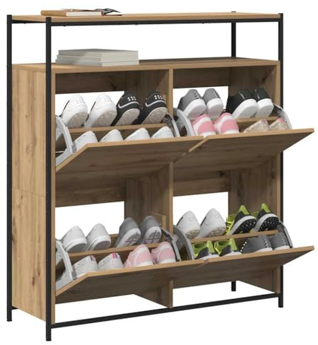 vidaXL Schuhschrank 100 x 34 x 112 cm Holzwerkstoff Artisan-Eiche | Genug Platz für deine Schuhe und andere Sachen, Regale mit Türen, damit alles ordentlich bleibt,