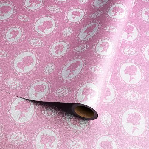BIOBROWN Prinzessin Glitzer Geschenkpapier | Elegantes Rosa Design mit funkelndem Glitzer | 43 cm x 10 m | Perfekt für Mädchengeburtstage, Babypartys & besondere Anlässe