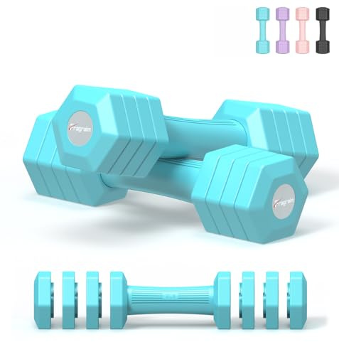 Verstellbar Hanteln Set für Frauen und Männer, 4,54 kg Kurzhanteln, 4-in-1-Hantelset, jeweils 0,9 kg, 1,36 kg, 1,81 kg, 2,27 kg Gewichte, mit TPU-Weichgummigriff für das Heimfitnessstudio - Blue