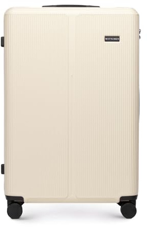 WITTCHEN Stripes Line Großer Koffer 76,5 x 50 x 29 cm (XL) | Hartschalen-Trolley ABS 96 l, 4 Rollen 360° | Koffer groß für Lufthansa/Eurowings/Ryanair, zahlenschloss, teleskopgriff | Farbe: Creme