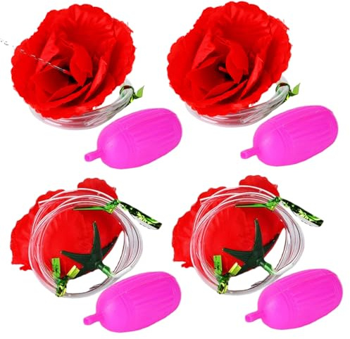 Jorzer 4 Stück spritzende Blumen-Rosen-Streich-Spielzeug, kreative lustige Streich-Geschenke, realistische Clown-Blume, die Wasser spritzt, für Partyzubehör