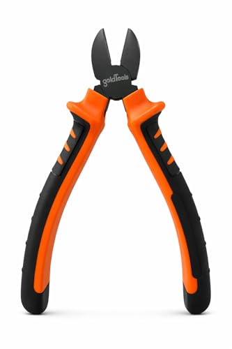 GOLDTOOLS Professionelle Seitenschneider, 180 mm, aus Chrom-Vanadium-Stahl, ergonomischer Griff aus 2 Materialien, ideal für Basteln und Reparaturen (180 mm)