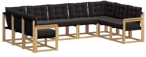 vidaXL Outdoor-Sofagarnitur mit Kissen 9 pcs Weiß und Schwarz, Garten, modernes Outdoor-Sofa-Set, wetterfestes Ensemble, Bequeme Terrassenlounge, vielseitige Sitzgruppe
