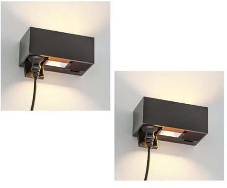 ledscom.de 2x Wandsteckdose WAST für außen, IP44, 2-fach, anthrazit, inkl. LED Up- & Downlight, 791 lm, warmweiß