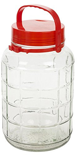 Urban Living CONSERVATION JAR 8LTR WITH LID AND RED HANDLE D19XH34CM