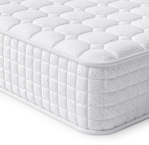 Vesgantti Double Mattresses Hybrid Mattress 135x190x25cm, White | Medium Firm, High Density Memory Foam and Individual Pocket Spring, Enhanced Edge Support, Motion Isolation