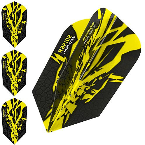 Harrows Rapide X Dart-Flights, 100 Mikron, schmal, 10 Sets (30 Stück) (gelb)