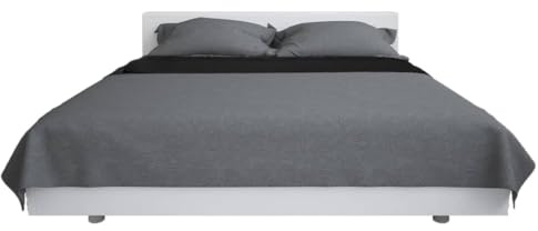 vidaXL Zweiseitige Tagesdecke Gesteppt Bettüberwurf Decke Überwurf Bettdecke Allzweckdecke Sofadecke Steppdecke 230x260cm Grau Schwarz