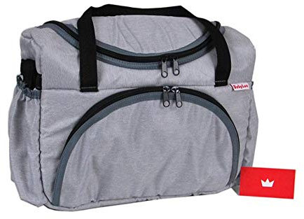 BABYLUX Wickeltasche Kinderwagentasche mit Wickelunterlage für Windeln Flaschen für Kinderwagen (53. Grau hell)