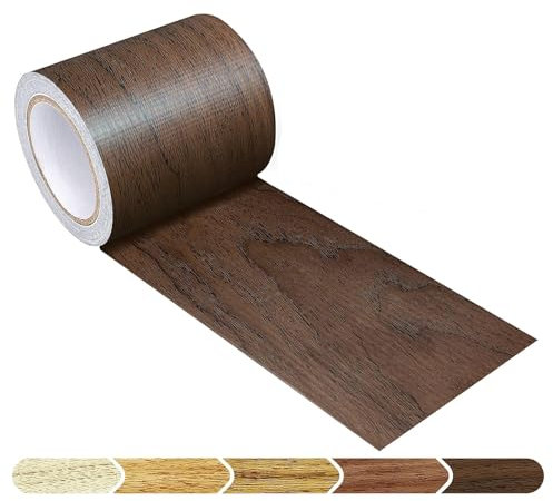5M Woodgrain Patterned Duct Tape Wood Effect Repair Adhensive Duct Tape for Furniture Door (Dark Walnut)