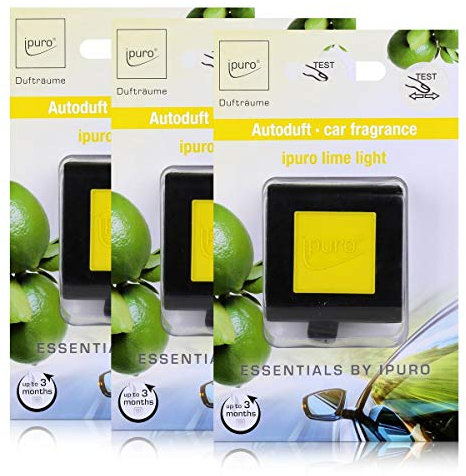 Essentials by Ipuro Car Line Autoduft lime light - Spritzige Frische von Zitronengras kombiniert mit sanften blumigen Akzenten (3er Pack)
