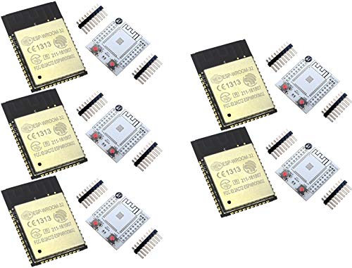 5 x ESP-WROOM-32 ESP32 ESP-32S ESP-32 Bluetooth und WiFi Dual Core CPU Doit + 5 x Adapterplatte