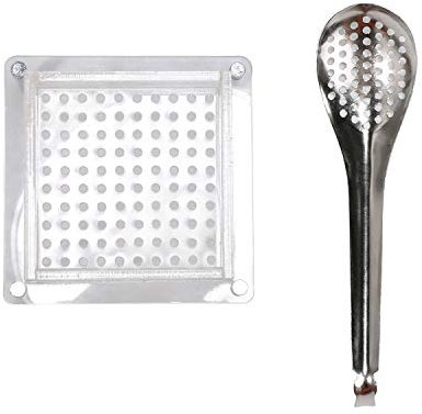 DUEBEL Caja para hacer caviar, kit de ggastronomía molecular de 100 agujeros, kit de esferificación de cocina Boba para hacer estallar, kit de esferificación de caja de caviar (blanco y plateado)