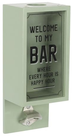 Green Garden Bar Bottle Opener Plaque - 26cm x10.5cm (1 Pc.) - Premium Quality MDF & Glass, Unique Design - Ideal for Gardens