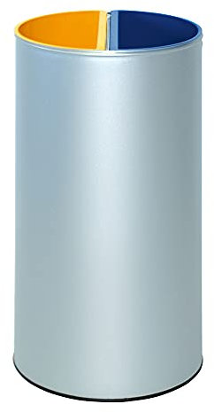 OFITURIA® Papelera para Reciclaje Metálica Capacidad 85 litros Color Plata Contenedor 2 Compartimentos Interiores Extraíbles para Residuos