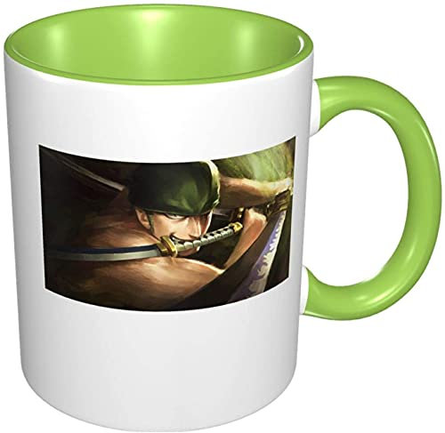 KEROTA Tazas de té sencillas y modernas clásicas de Roronoa Zoro de cerámica, fácil de sostener, elegante textura y esmalte, regalo para amigos de la familia