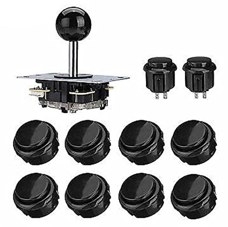 Juego controlador Joystick Conjuntos, ABS Zero Delay Arcade Game Controller Joystick Kits DIY Raspberry Pi Parts (negro)