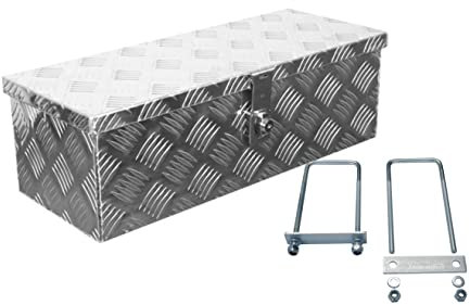 Truckbox D024 + inkl. Montagesatz MON5002 Deichselbox, Werkzeugbox, Alu Riffelblech, Alubox, Staukasten, Anhängerkiste - ca. 22 Liter
