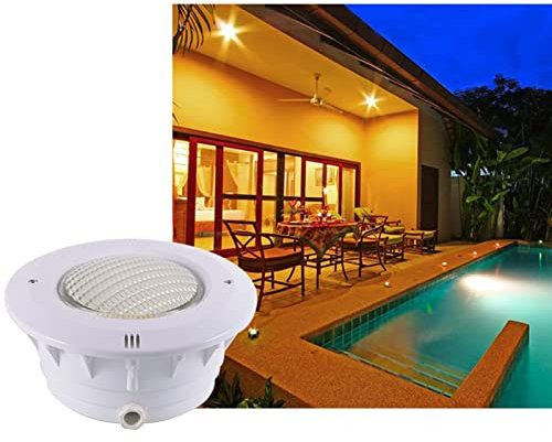 LSSHQ Focos para Piscinas PAR56 Caja de Empotrar, Toma de Foco de Piscina, Marco de Montaje, Nicho, Caja Impermeable de Piscina con Cable de 3 M (Color : Blanco cálido, Energía : 12W)