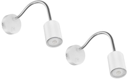 ledscom.de 2 Stück Leselampe WAIKA mit Schwanenhals und Schalter weiß matt, inkl. GU10 LED, PAR16, warmweiß, 6,05W, 374lm, 70°, 3-Stufen-Dimmer