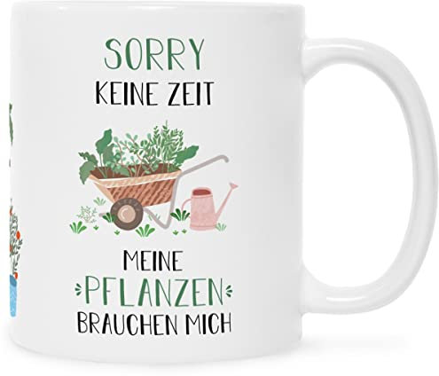 Bedruckte Tasse mit Spruch – Meine Pflanzen brauchen mich - Lustige Geschenke - für Mama Papa Freunde Geburtstag Muttertag Vatertag Weihnachten - für Männer & Frauen - für Sie & Ihn Farbe Weiß