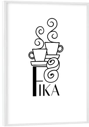 artboxONE Poster mit weißem Rahmen 18x13 cm Typografie Fika Illustration - Bild fika Coffee Pause Coffee time
