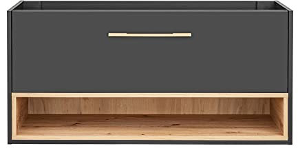 Lomadox Waschtischunterschrank 120 cm in anthrazit mit Artisan Eiche Nb., B/H/T: ca. 120/57/46 cm