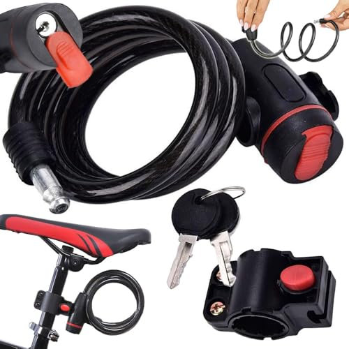 Lucchetto Bici Antifurto Acciaio Rinforzato 120 cm Flessibile Resistente Taglio Spirale Bloccaggio Automatico Intrecciato Motocicli Scooter Catena Bicicletta