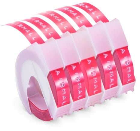 Airmall Embossing Label Maker Tape Compatible with Dymo Omega Tape 9mm x 3m Self-Adhesive 3D Compatible for Dymo Omega Junior Embossing Label Makers