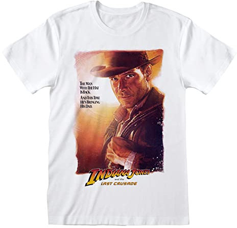 Heroes Inc Indiana Jones 'The Last Crusade Poster' T-Shirt (weiß), Weiß, M
