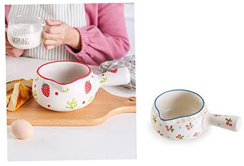 OQHAIR 1 PC Calentador para Hacer café Ml Esmalte de cerámica Sopa para microondas Mantequilla hirviendo de Fresa Olla Blanca Fideos Pequeño Mini Leche de Caramelo para cocinar Recubrimie