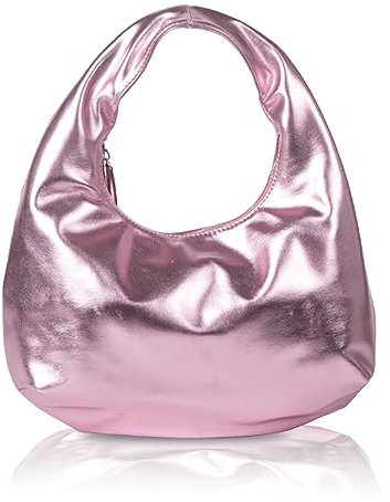 JENSVOIR Borsetta da donna color oro e argento, pochette da sera, borsa a tracolla in pelle PU con catena lunga in metallo per ragazza, Rosa-2.