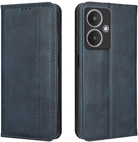 EASSGU Coque pour Redmi 13C 5G / Redmi 13R 5G (6.74 inches), Etui Flip Folio en Cuir PU avec Interrupteur Magnétique, [3 Fentes pour Cartes] [1 Portefeuille] Housse - Bleu