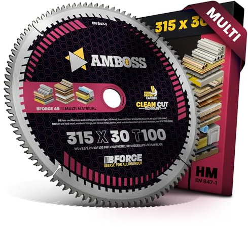 HM Kreissägeblatt 315x30 Z100 Flachzahn mit Wechselfase für Multi - Feinschnitt. AMBOSS WERKZEUGE® Sägeblatt 315mm komp. zu Atika HT 315 Bernardo TK 315 F JET JTS-315SP GüdeGTKS 2200.GTKS315 Mafell