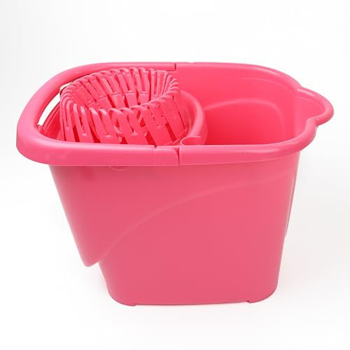 DIVCHI Mop Bucket Lightweight & Portable Floor Cleaning Mopping Bucket With Removable Wringer Carry Handle & Convenient Pouring Spout (PINK)