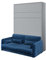 MEBLINI Schrankbett mit Sofa Bed Concept - Wandbett mit Lattenrost - Klappbett mit Schrank - Wandklappbett - Murphy Bed - BC-01-140x200cm Vertikal - Grau Matt/Blau