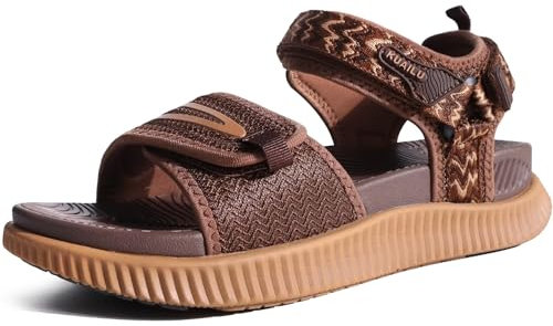 KuaiLu Sandali Trekking Donna Comode Camminata Ortopediche Fascite Plantare Arch Support Sportivi Sandalo Estive Leggero Aperte Regolabile Marrone 42